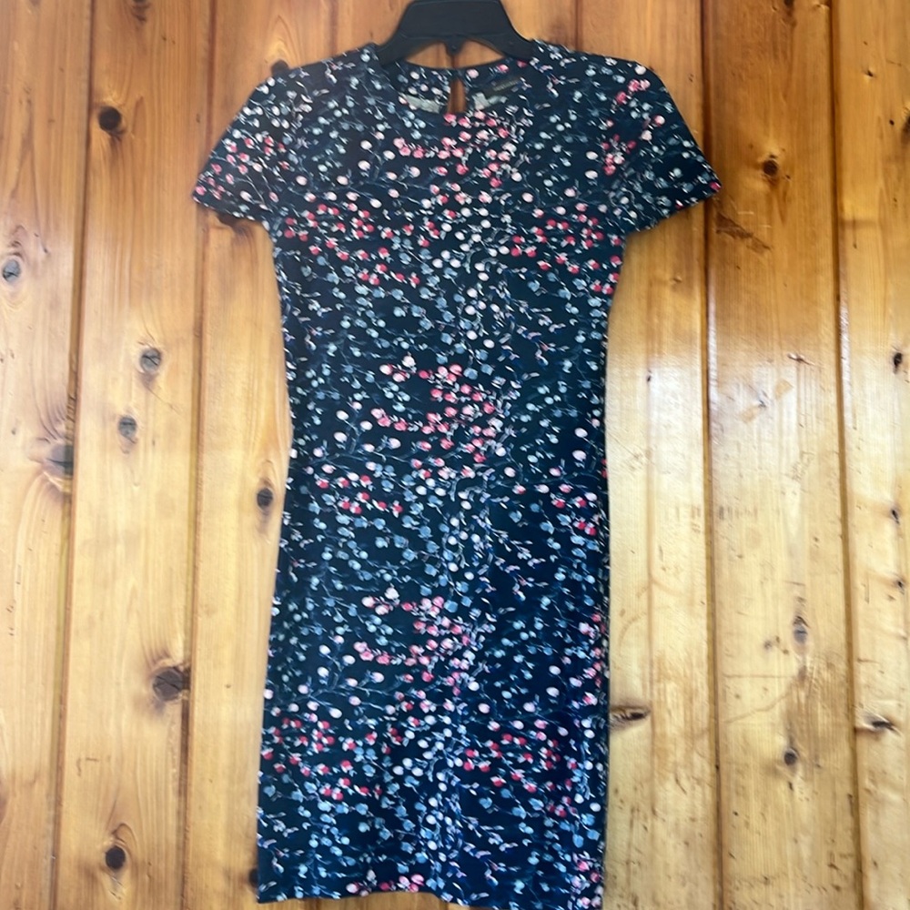 Blue Floral French Connection Body Con Dress Size 4